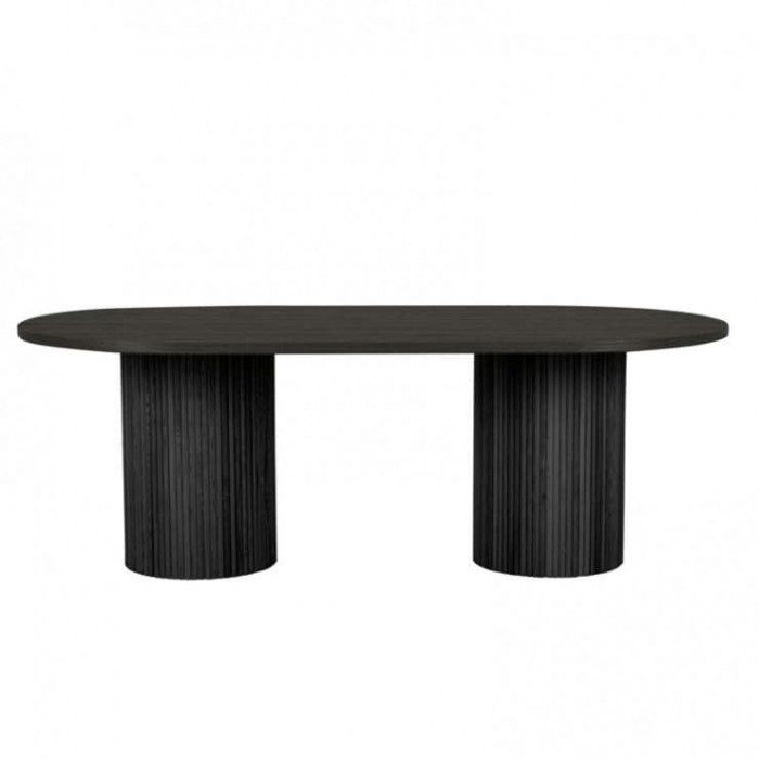 Benjamin Ripple Oval Dining Tables W2200/D1100/H760mm – Matt Black - Globewest