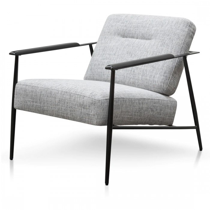 Bliss Fabric Armchair - Light Spec Grey – 69cm - Black Legs