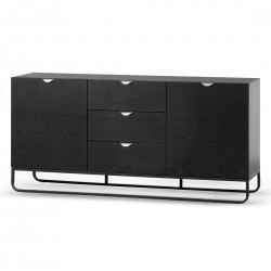 Jed 1.75m Wooden Sideboard – Black - 3 Drawers 4 Shelves