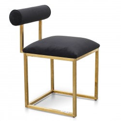 Fritz Occasional Chair In Black Velvet – 41cm - Brushed Gold Base