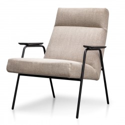 Maribel Fabric Armchair in Sand Grey – W72.3cm – Black