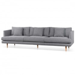 Nyra 4 Seater Fabric Sofa - Graphite Grey and Natural Legs