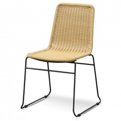 Paula Rattan Seat Dining Chair - Natural with Black Legs – 46cm