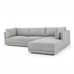 Pedro 3 Seater Fabric Sofa - Right Chaise - Graphite Grey