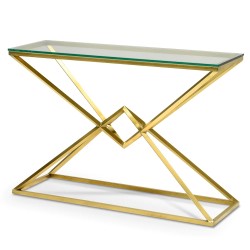 Ryan 1.2m Glass Console Table - Gold Base – 120cm