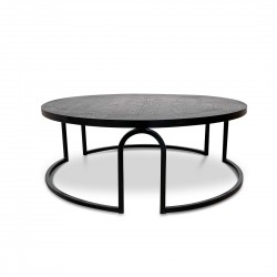Welded Oak Round Coffee Table – 100cm Dia - Full Black