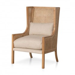 Willy Wingback Rattan Armchair – 78cm - Distress Natural - Sand White