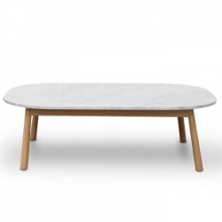 Hamilton 110cm Oval Marble Coffee Table - Natural Base