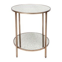 Cocktail Mirrored Side Table - Antique Gold