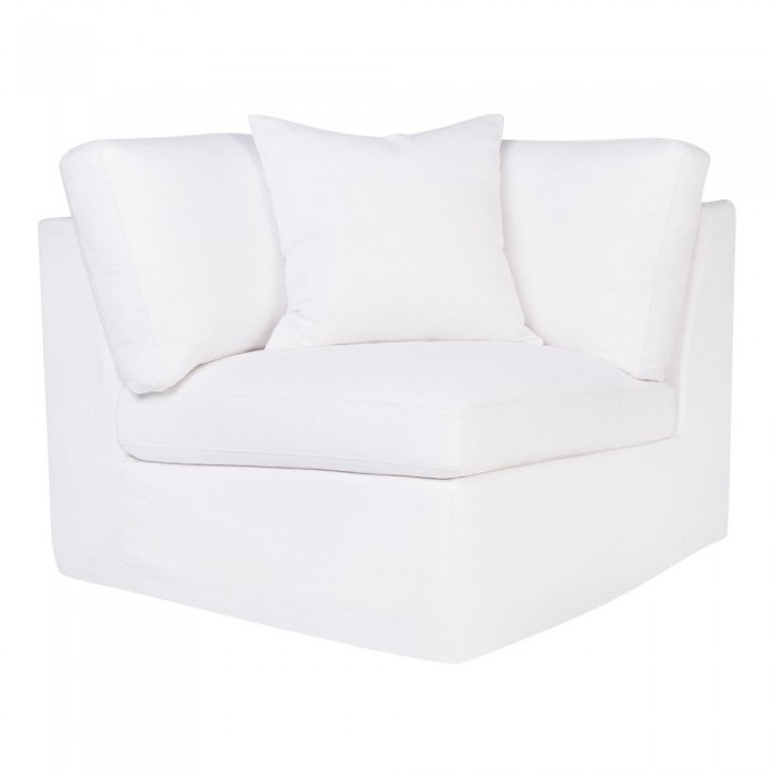 Birkshire Slip Cover Corner Seat Chair - White Linen-32614