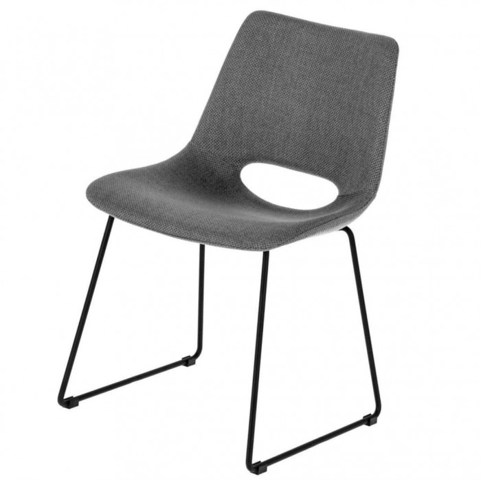 Grey Fabric Dining Chair Black Legs, Grey Fabric Chair With Black Legs