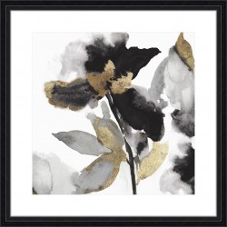Black Petals Gold Leaves II - Embellished 88x88cm / Black, traditional